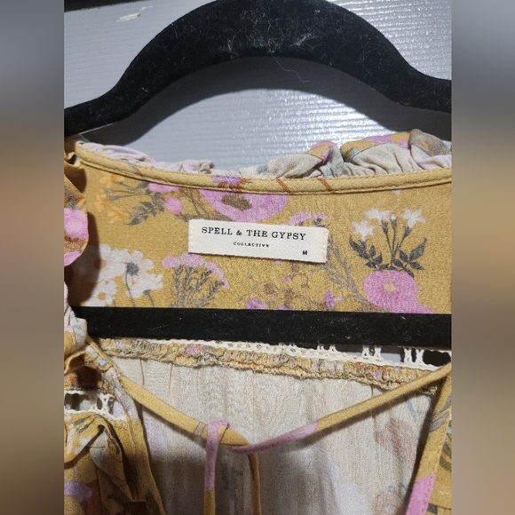 Spell and the Gypsy Yellow Ruffled Tiered Sundress Size Medium - Picture 2 of 16